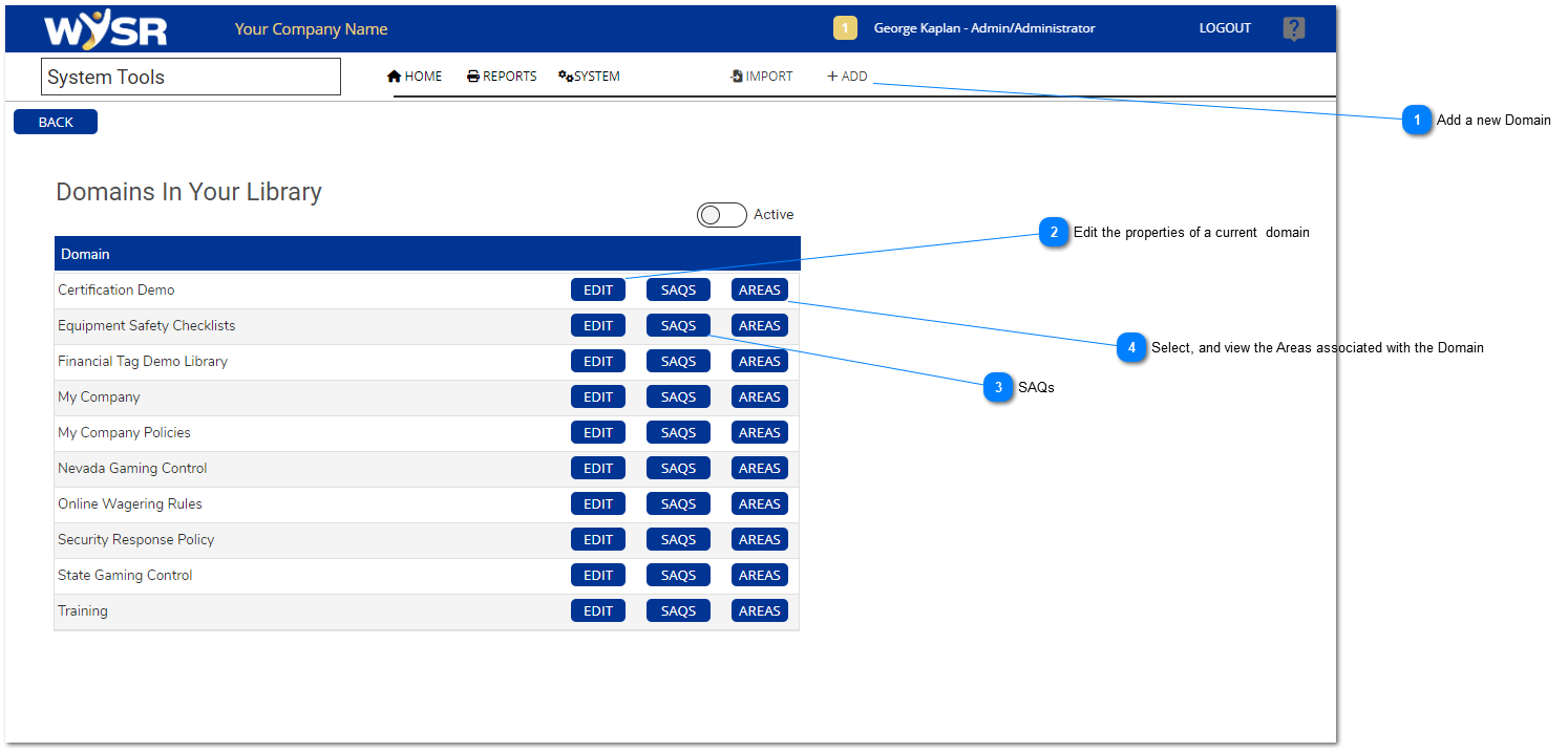 Domains, Areas & Controls