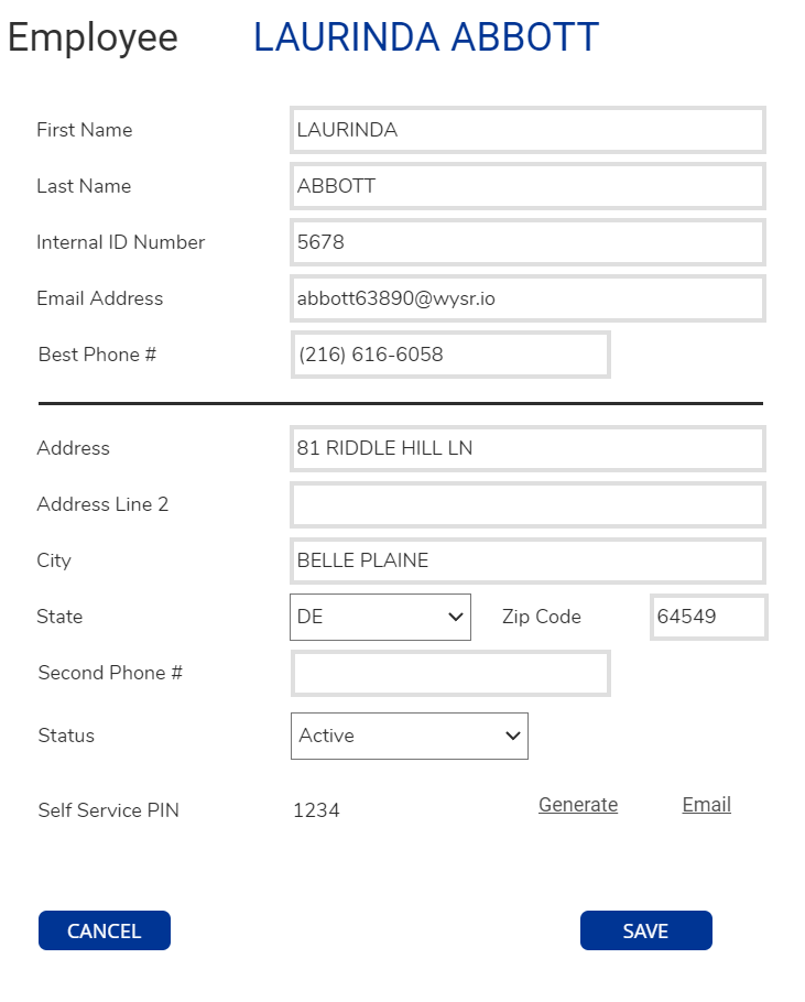 1. Employee Detail Panel